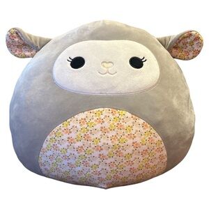 Squishmallows Elea the Lamb Grey w/Pink Nose & Floral Belly S14 (no tag)